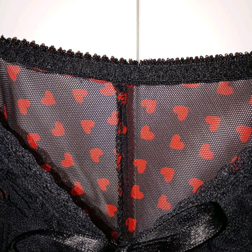 Sexy sheer nightgown black with red polka dots size L like new