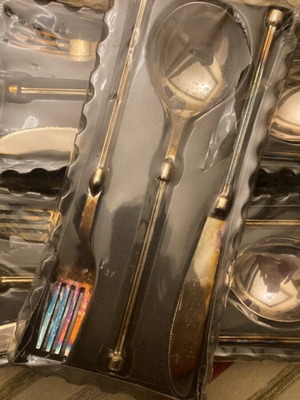 Silver-plated cutlery set new, 6 sets with sauce utensil