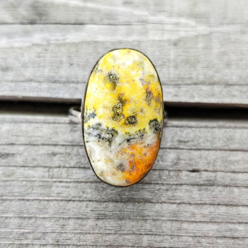 Silver ring with bee jasper new