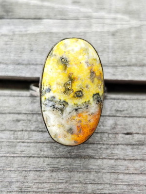 Silver ring with bee jasper new
