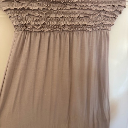 So Sexy maxi dress with smocking, one size, like new, gray beige