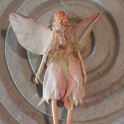 Vintage pink fairy figurine, handmade