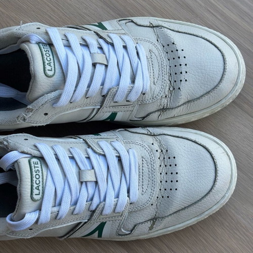 Lacoste sneakers used, white with dark green details, size 44
