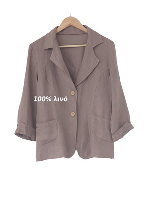 Linen jacket beige brown like new, size 2XL boho