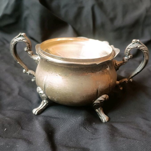 Vintage silver-plated vessel like new, ornate collectible with hallmark