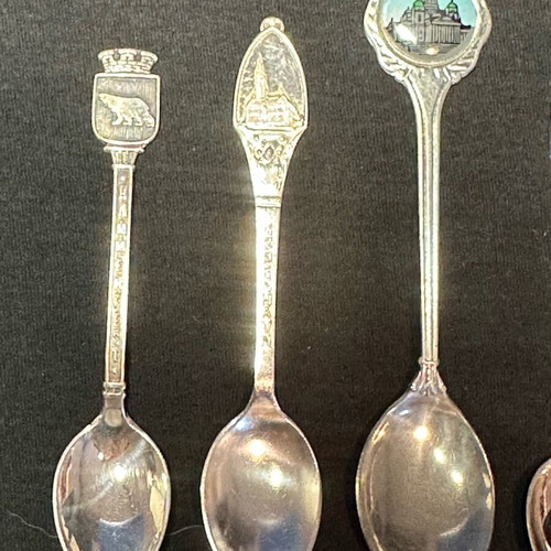 Collectible souvenir spoons used from European and Scandinavian countries