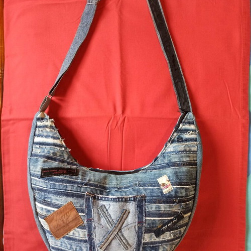 Jeans patchwork bag new crossbody with large interior space