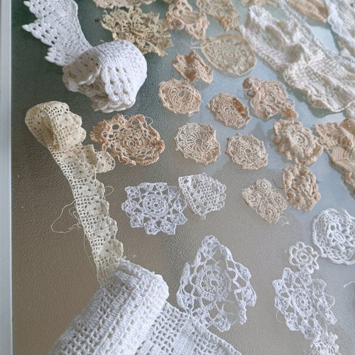 Handmade embroidered doilies like new