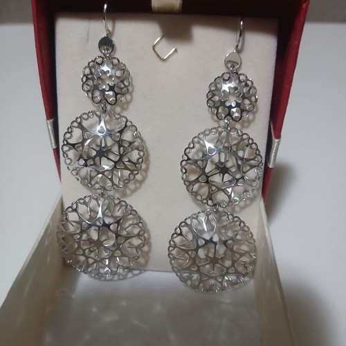 Silver long earrings 8.5 cm new