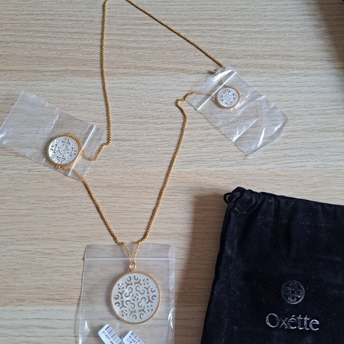 Oxette necklace new stainless steel with Ion Plated Rose Gold and semi-precious stones