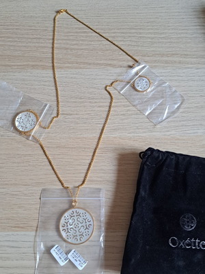 Oxette necklace new stainless steel with Ion Plated Rose Gold and semi-precious stones