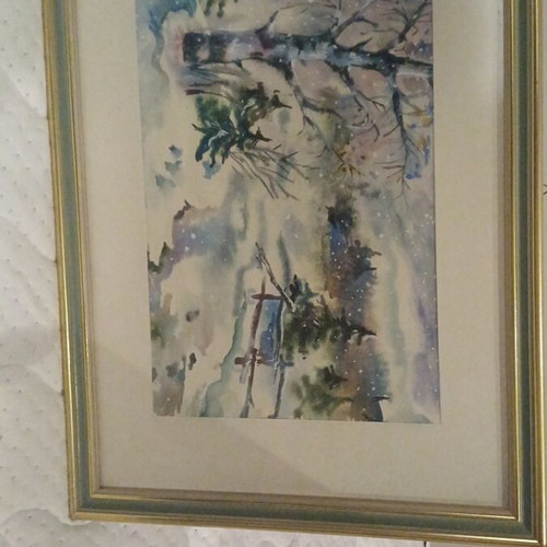 Framed painting with winter nature theme new, 0.45×0.33 m