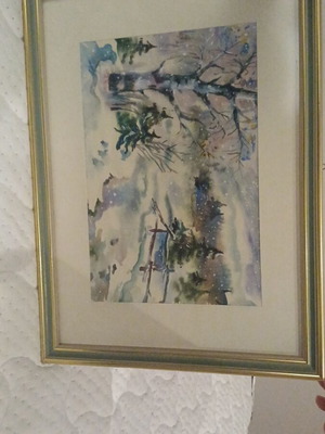 Framed painting with winter nature theme new, 0.45×0.33 m