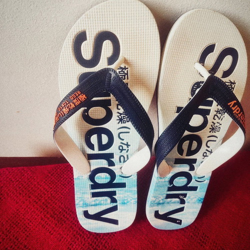 Superdry flip flops like new, size 45, white and blue