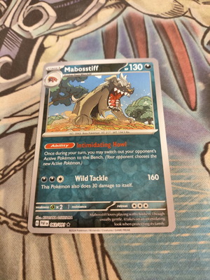 Mabosstiff Pokemon Card Reverse Holo Paldean Fates like new