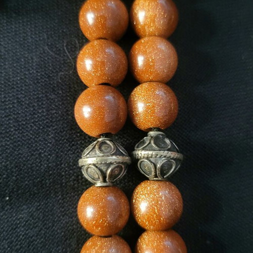 Komboloi made of goldstone and 925 silver like new