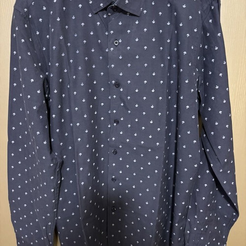 Seaman Collection men's shirt dark blue with umbrella pattern used