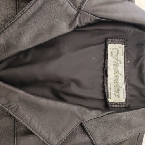 Freeland men's black leather jacket blazer size small satin lining like new