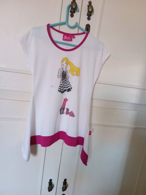 Barbie dress new for 6-year-old girl, white and pink