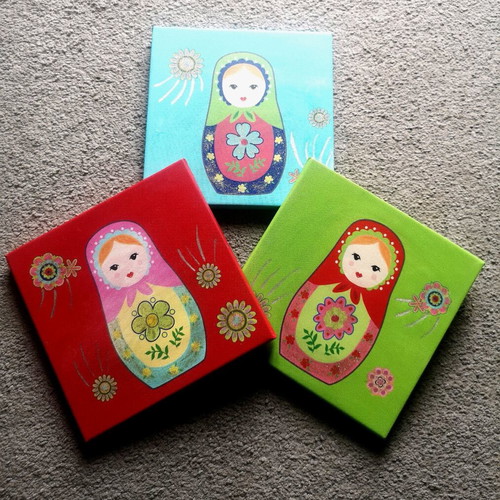 Matryoshka art prints pack of 3 new 20x20 cm