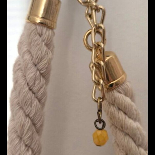 Boho handmade necklace with rope and large flower, vintage style