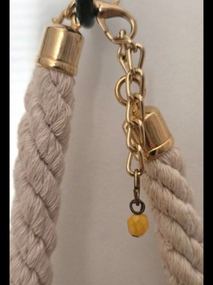 Boho handmade necklace with rope and large flower, vintage style