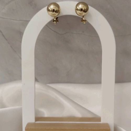 Earrings with clip gold ball new
