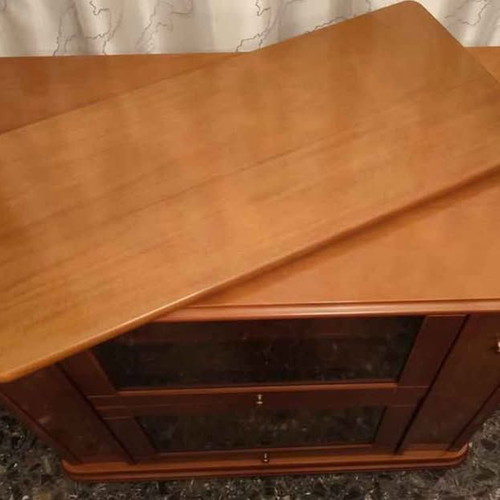 Vintage TV stand with 360° rotating base, walnut, like new