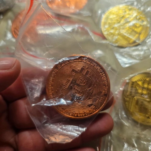 Bitcoin coins used, set of 23 copper silver gold