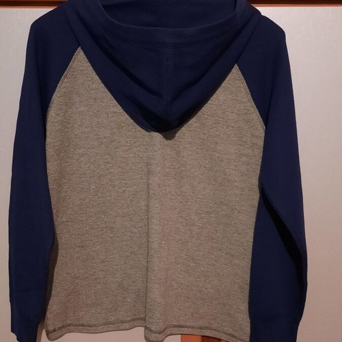 Polo Ralph Lauren pique shirt with hood like new, gray and blue
