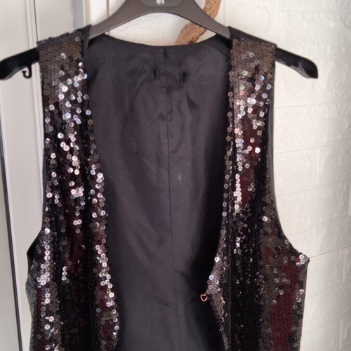 Black sequin vest for women, glam dance style, brand new