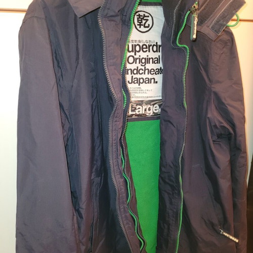 Superdry men's winter jacket size XL like new, blue, fleece lined