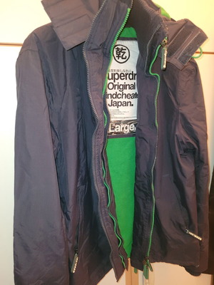 Μπουφάν αντρικό Superdry χειμωνιάτικο μέγεθος XL σαν καινούργιο, μπλε, με επένδυση fleece
