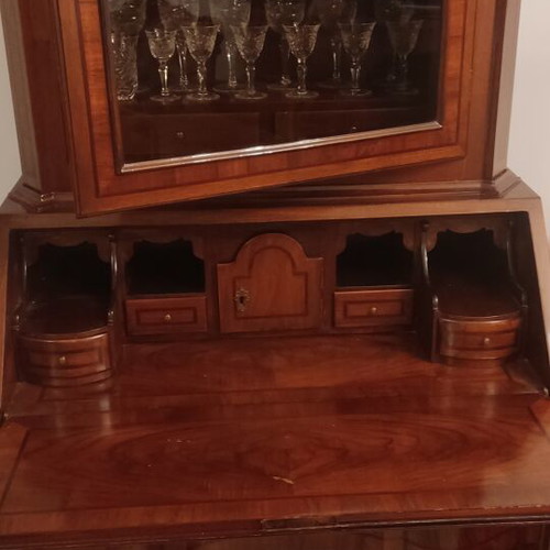 Vintage Dutch Baroque Secretary Desk with Display Cabinet like new