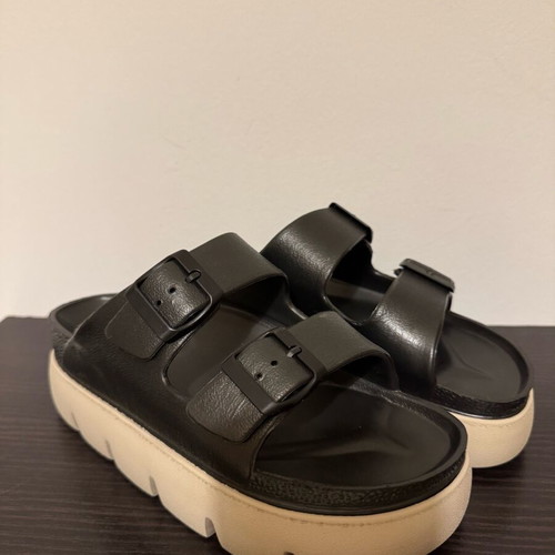 Ateneo sandals new, double strap, size 37, black and beige
