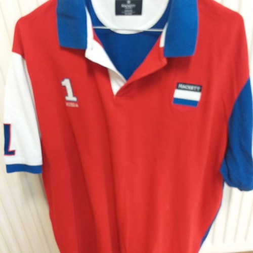 Hackett polo shirt like new, XXL, blue and red