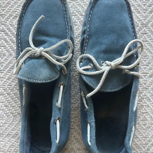 PerlaPura men's boat shoes used, blue suede