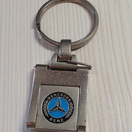 Metal Mercedes-Benz keychain used, blue and silver