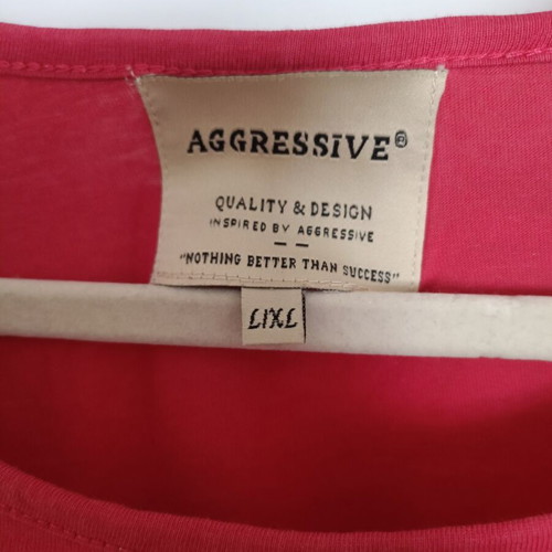 Cotton women's pink blouse with 3/4 sleeve, like new, brand Aggressive