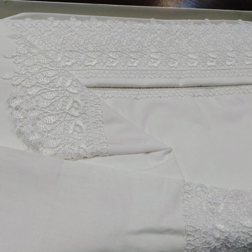 Bed sheet set super king with lace 2.30x2.60 100% cotton