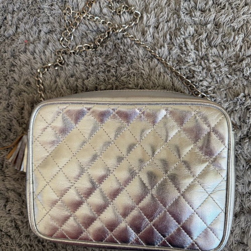 Leather crossbody bag silver like new