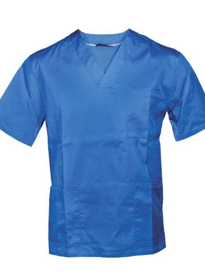 Medical Nursing Unisex Blouse With Two Side Pockets And One Chest Pocket Light Blue Size M New