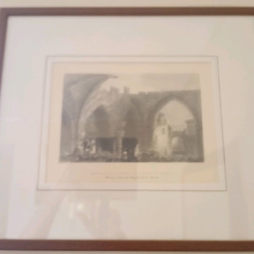Engraving in wooden frame 36x42, like new
