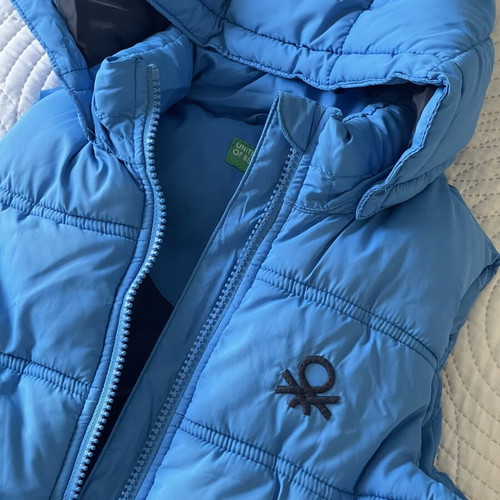 Benetton hooded vest, blue, size 98-104 cm, ages 3-4