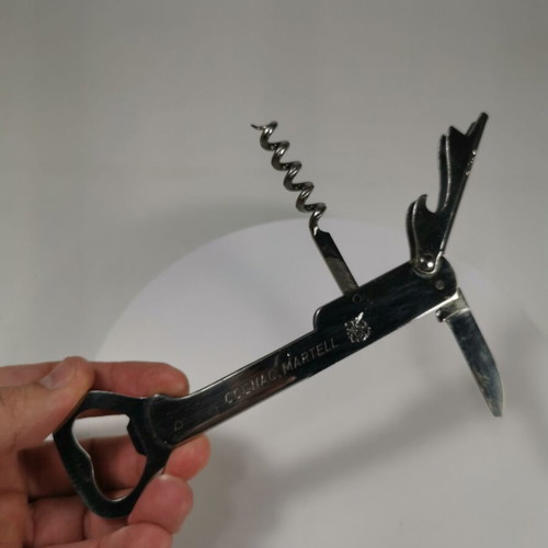 Martell Cognac vintage bottle opener corkscrew used