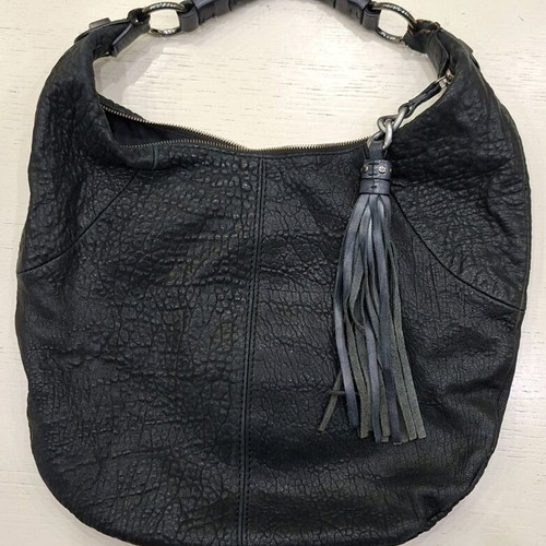 Women's handbag used, black genuine leather Made in Italy 40x30