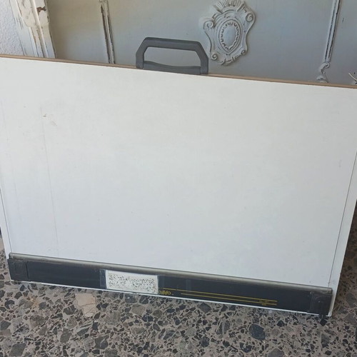 Drawing board set used, 2 wooden Xylotex boards with carrying bags and parallelograph