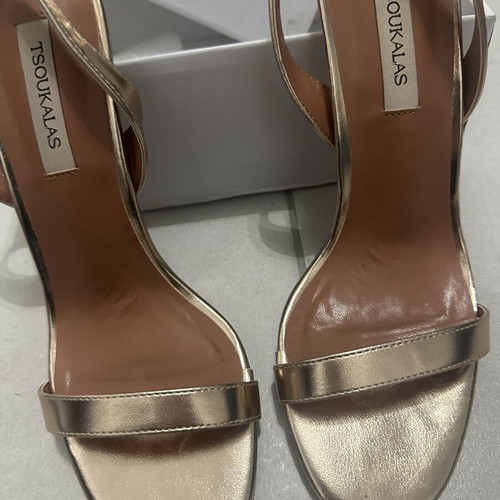 Tsoukalas vintage chic gold high heel sandals 10cm