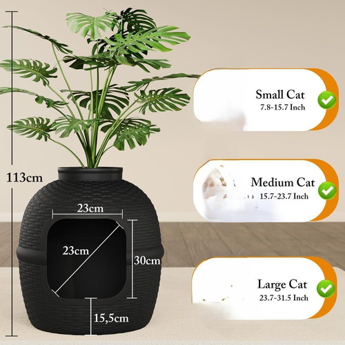 Cat litter box with plant and scoop, new