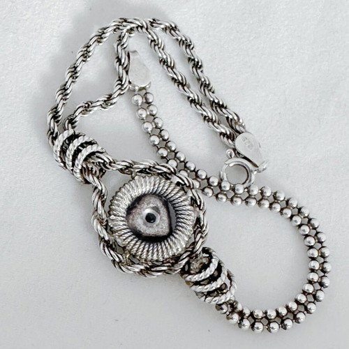 Vintage Italian silver 925 bracelet with blue eye handmade like new